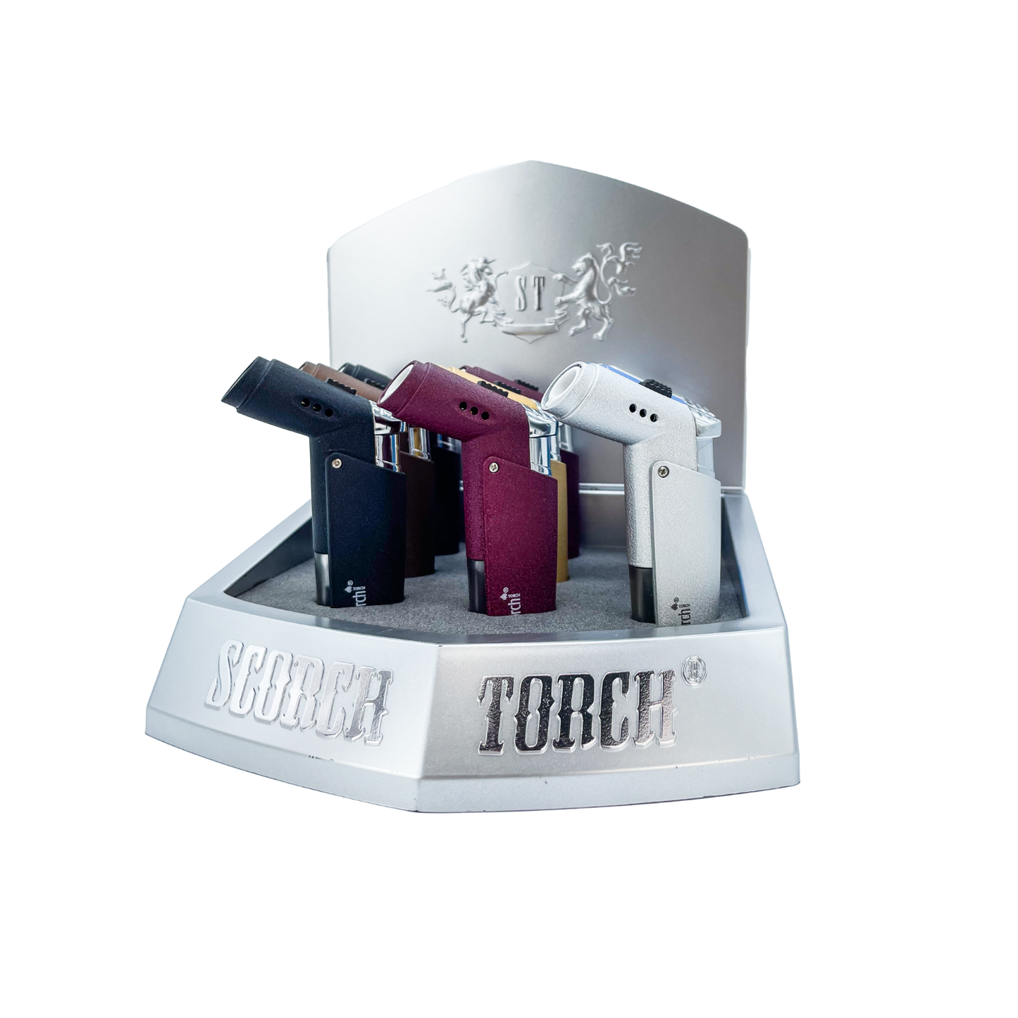 Scorch Torch - 45 Degree w/Hold Button Satin Finish 9pk Display