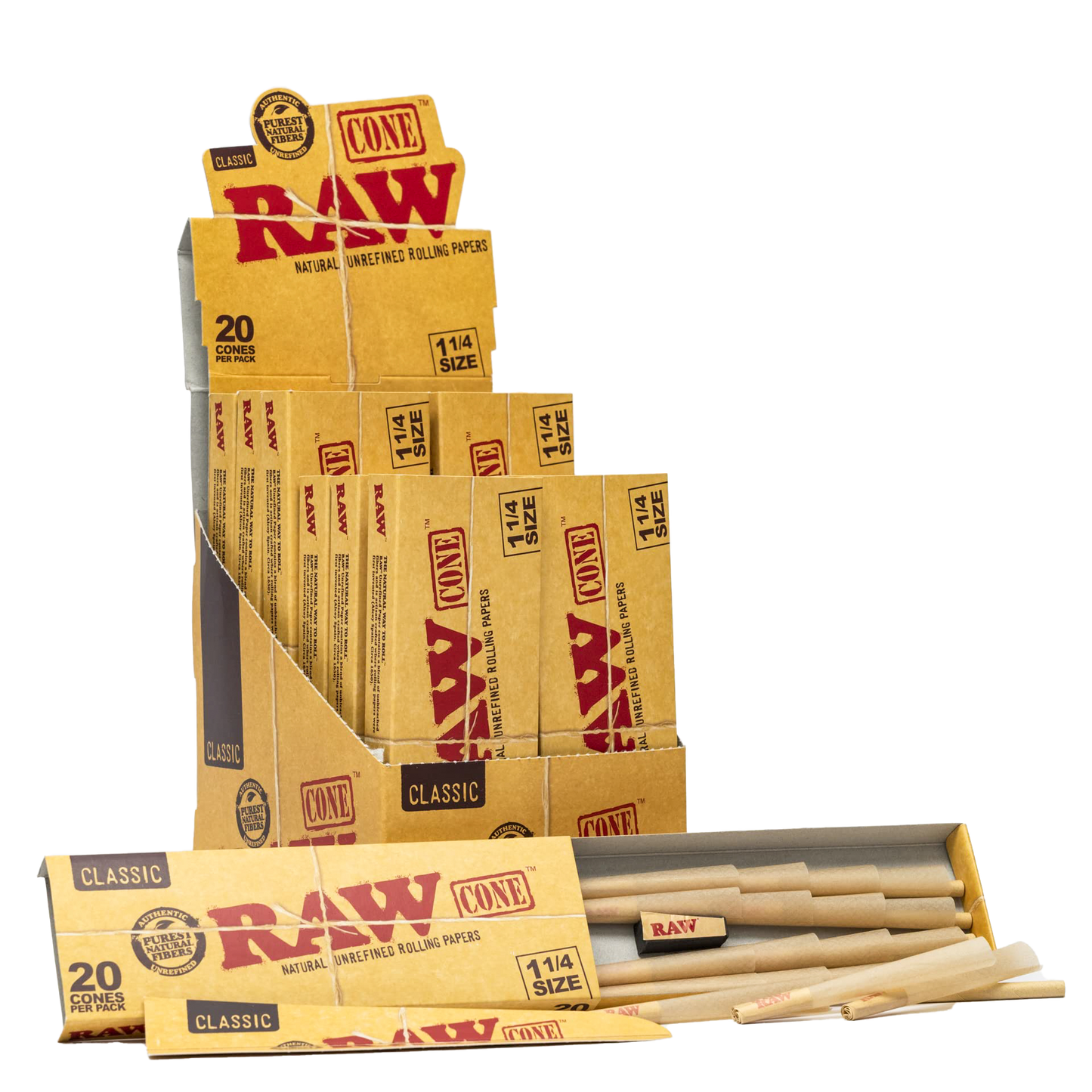 Raw - 1 1/4 Size Pre-Roll 20pc 12pk Display