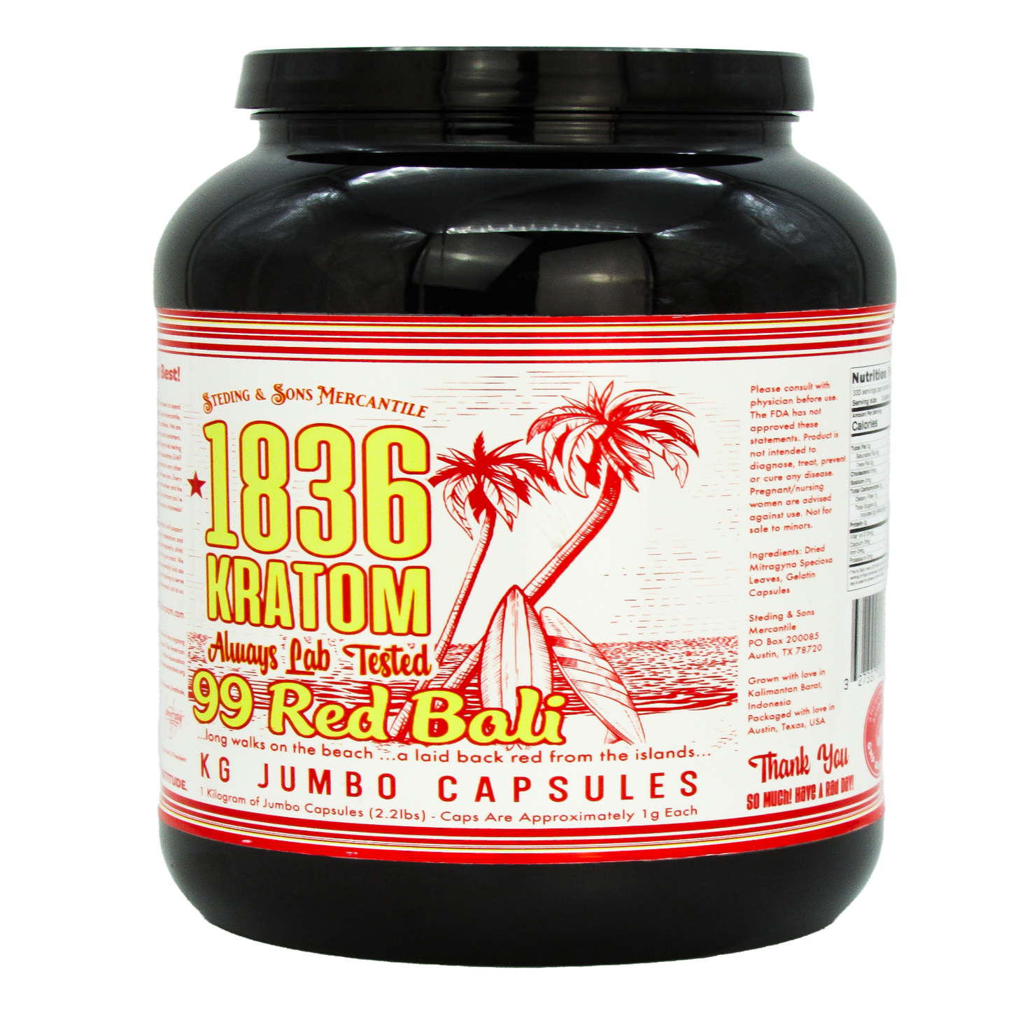 1836 Kratom Capsules - Red Bali