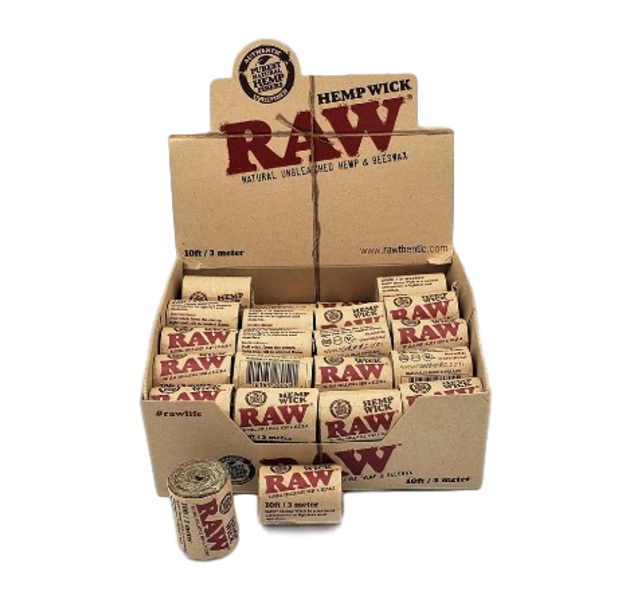 Raw -  Hemp Wick 10ft 40pk