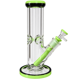 Skyglass - 10" 9mm Color Accented Straight Tube w/ Color Bowl and Downstem