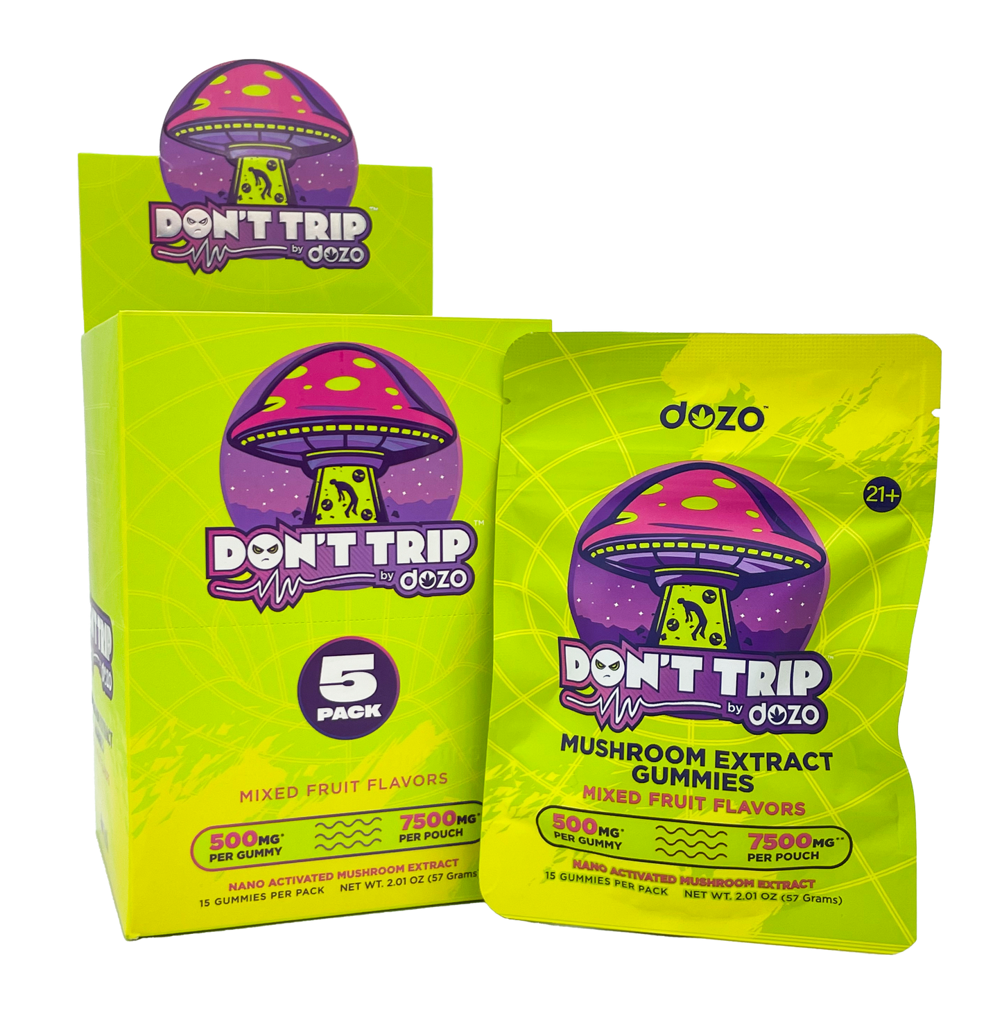 Dozo - "Dont Trip" Mushroom Gummies (5ct Box) - 7500mg per Pouch