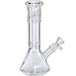 Skyglass - 10 "Clear Beaker Water Pipe w/ Design