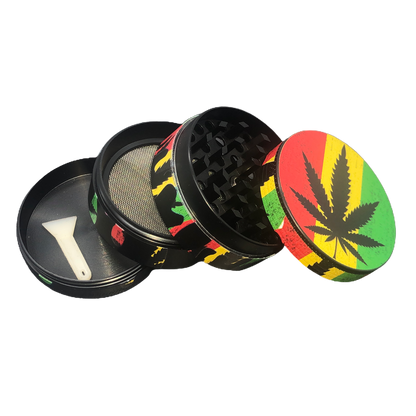 Graphic Grinder (4PC) Rasta Leaf Black