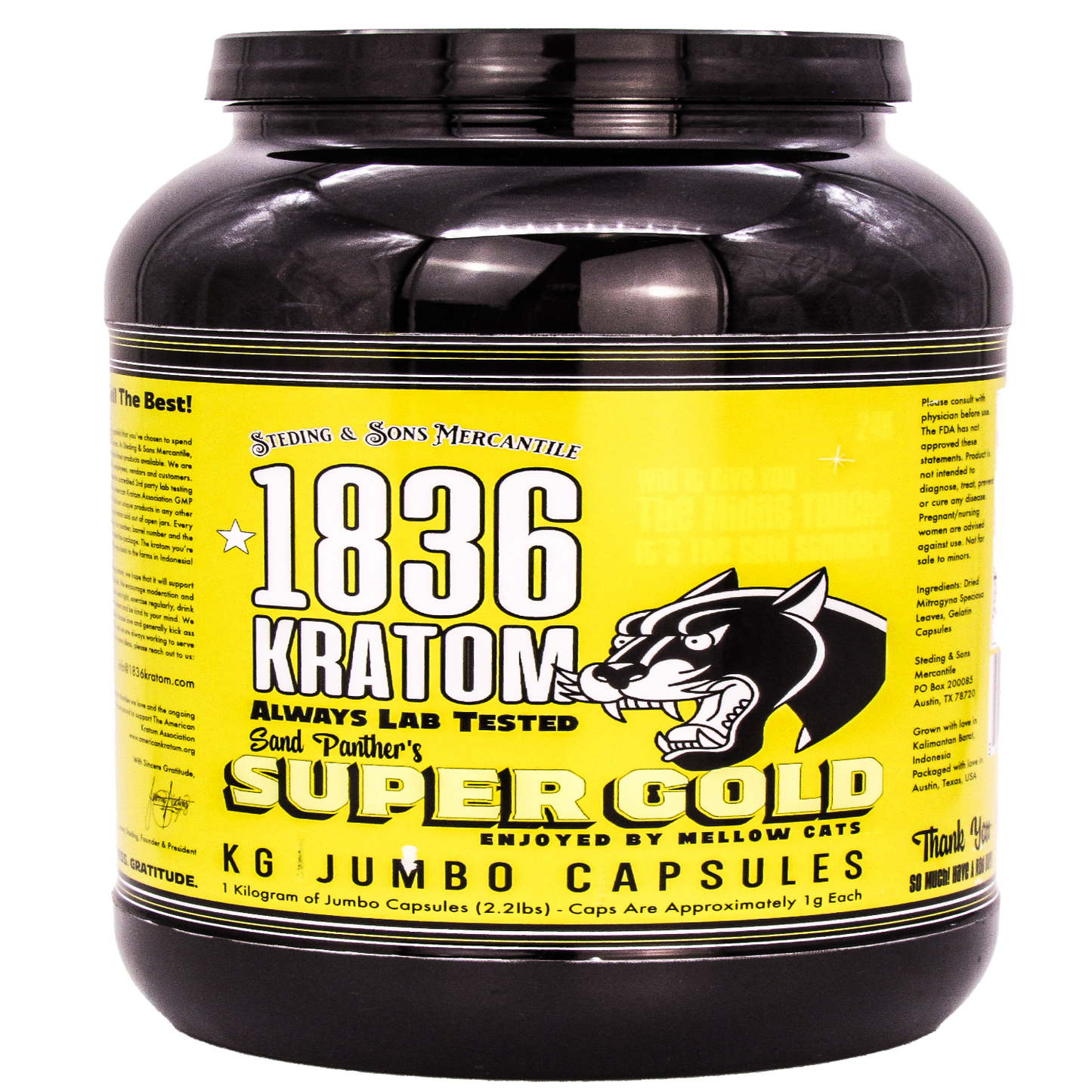 1836 Kratom Capsules - Sand Panther's Super Gold