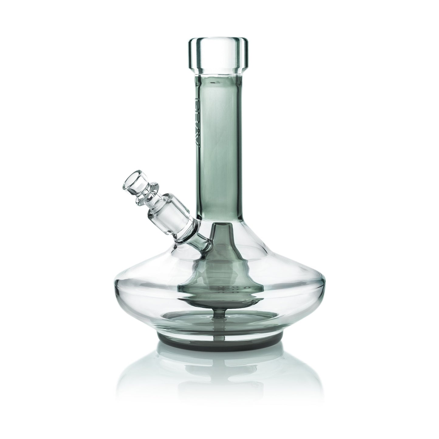 GRAV®- Small Wide Base Water Pipe In SMOKE (w/ Clear Accents)