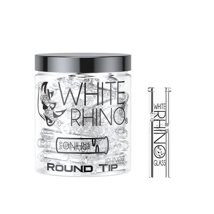 White Rhino - Round Glass Tip 100pk Display Jar