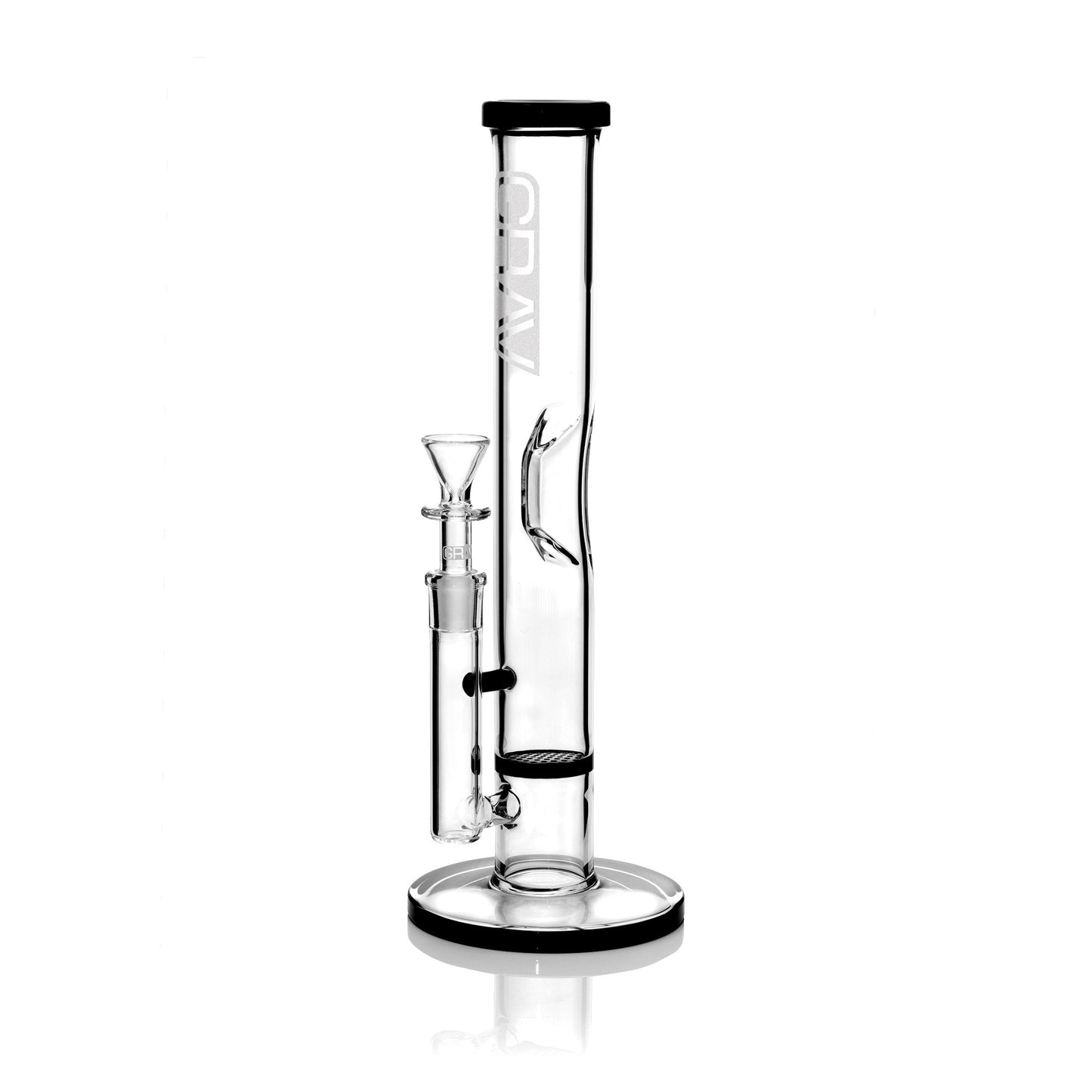 GRAV® - Medium Straight Base with Disc Water Pipe (Black Accents)