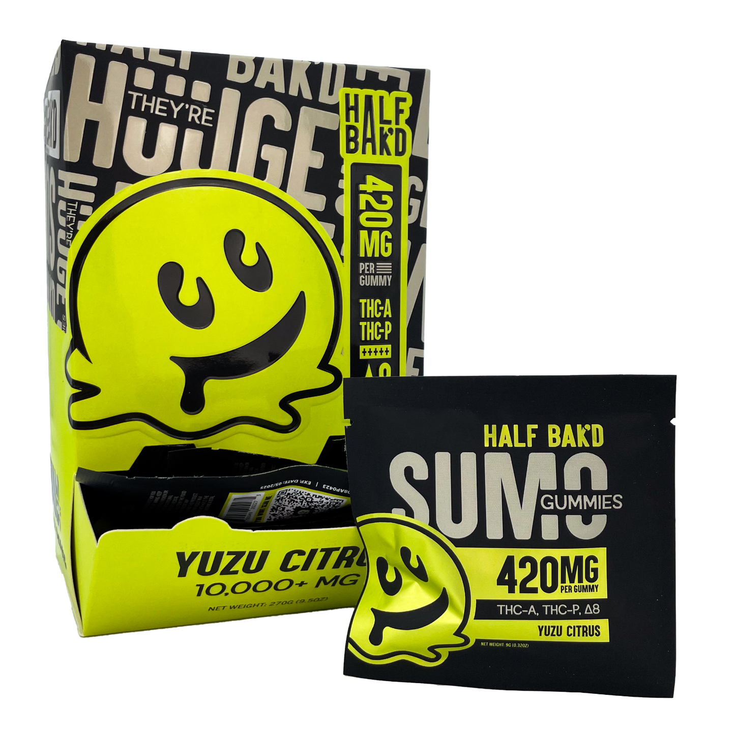 Half Bak'd - Sumo THC-A/THC-P/D9 Gummies 2ct 840mg 30pk Display